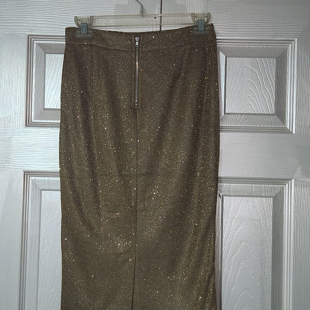 Shimmery Gold Sexy Midi Pencil Skirt Size Small - Picture 4 of 4